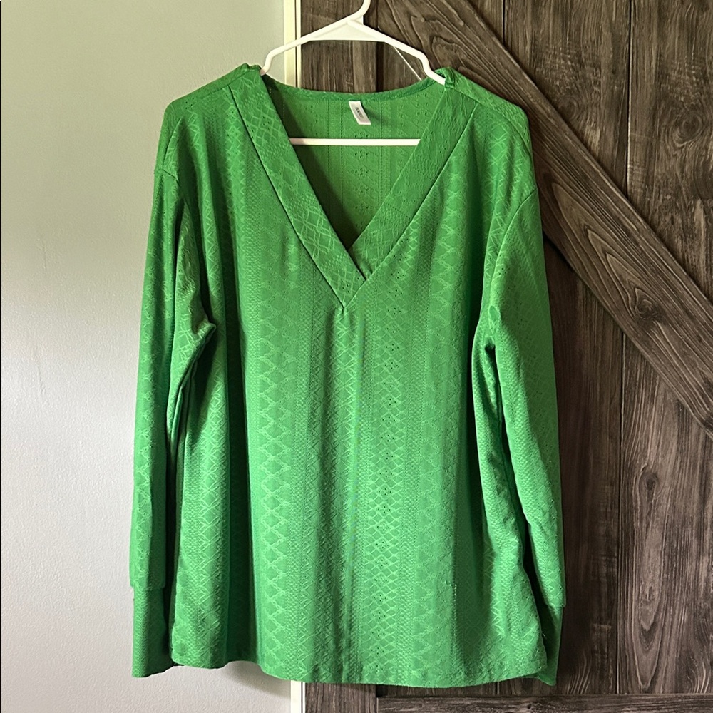 V-Neck Green Top